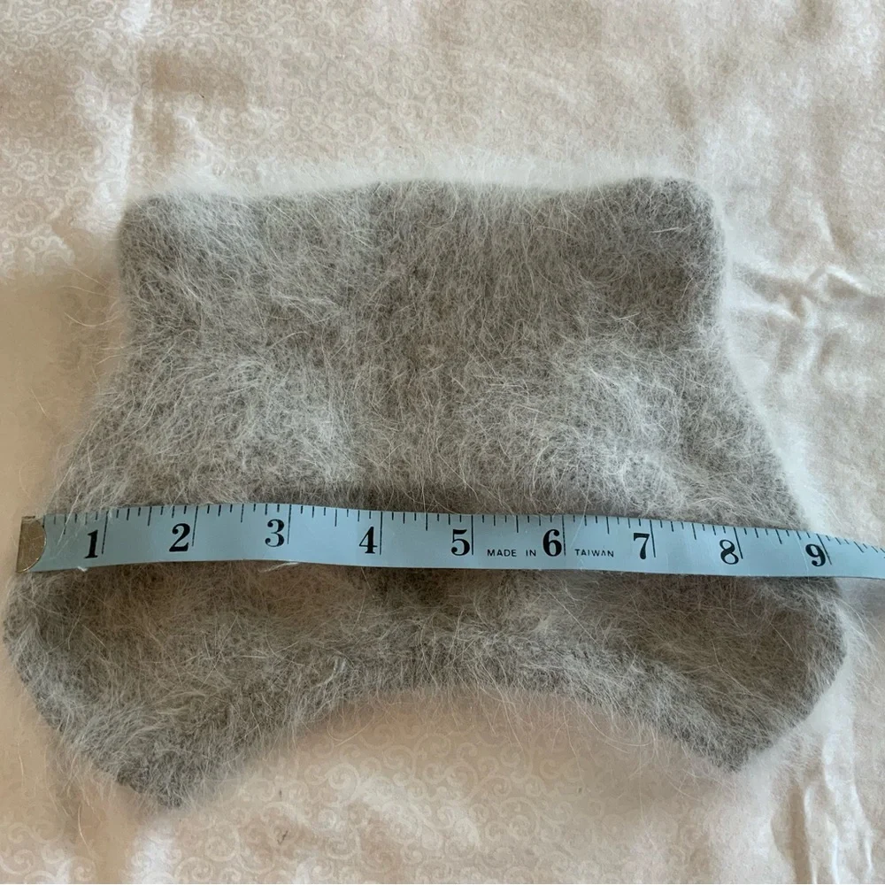 Soft Fuzzy Baby Knit Hat Gray Cat Ears Angora Style Newborn Infant Beanie One Sz